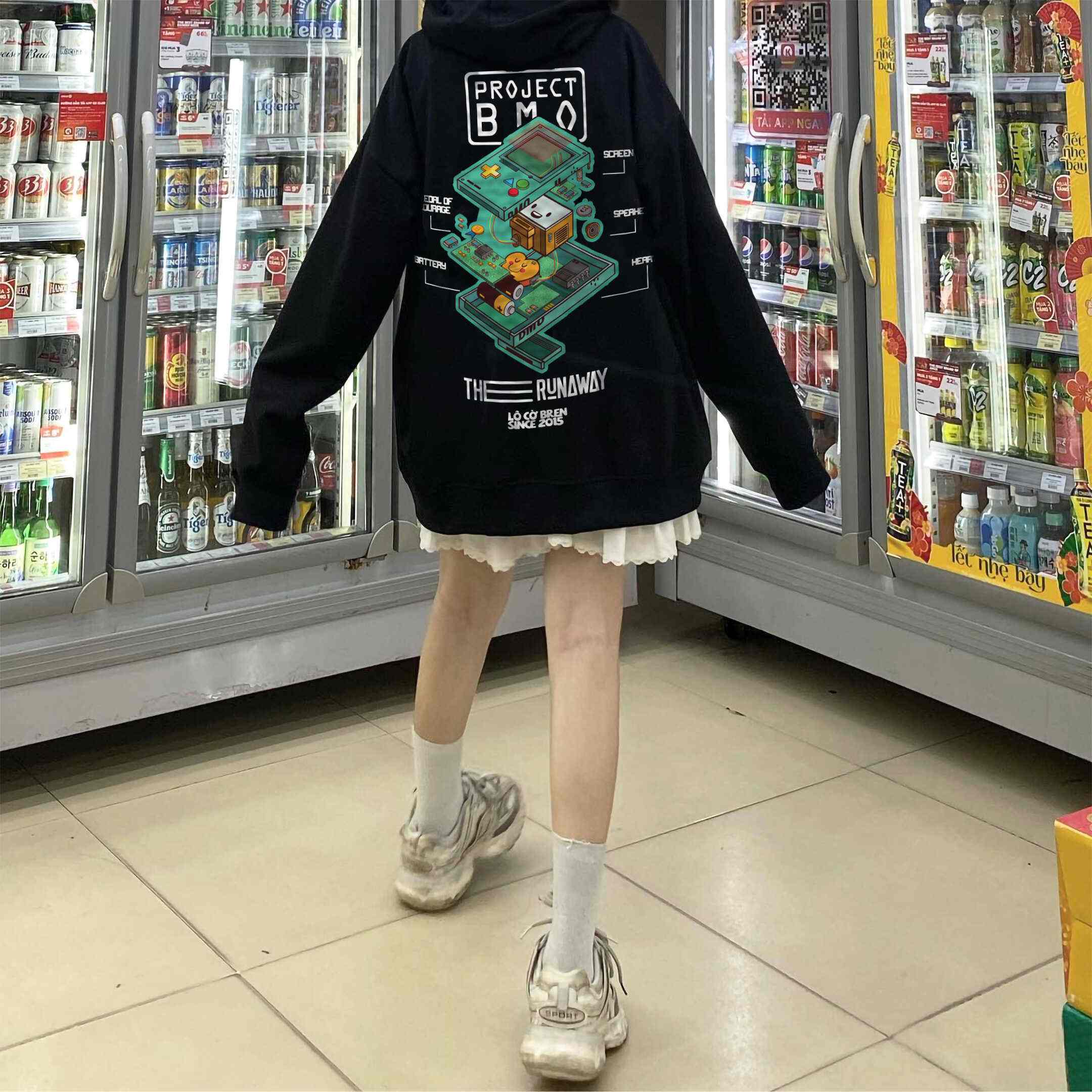 Áo Hoodie Local Brand:THERUNAWAY® Adventure Time: BMO Hoodie Nỉ Bông cho Nam/ Nữ - Ảnh 10