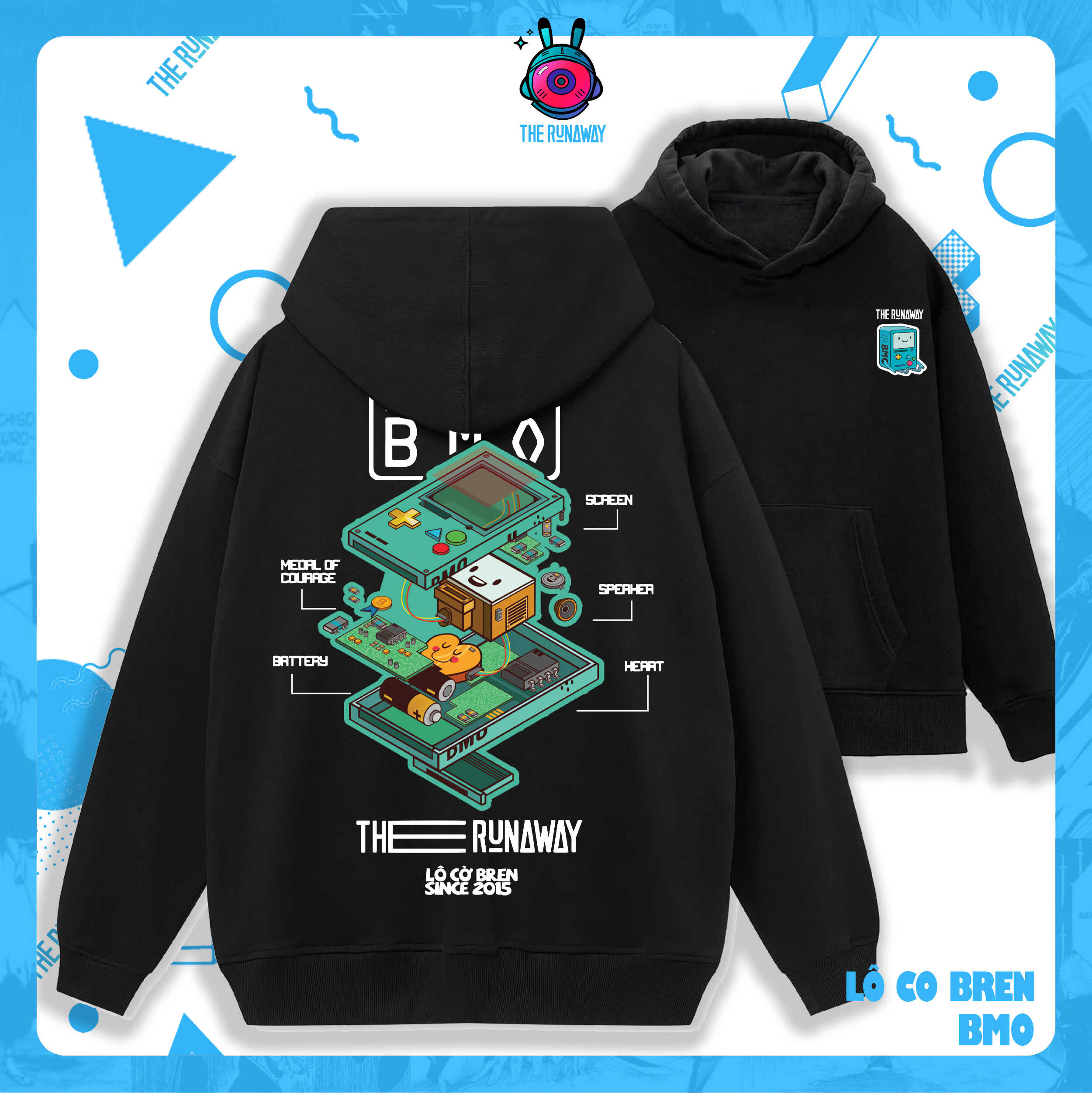 Áo Hoodie Local Brand:THERUNAWAY® Adventure Time: BMO Hoodie Nỉ Bông cho Nam/ Nữ - Ảnh 11