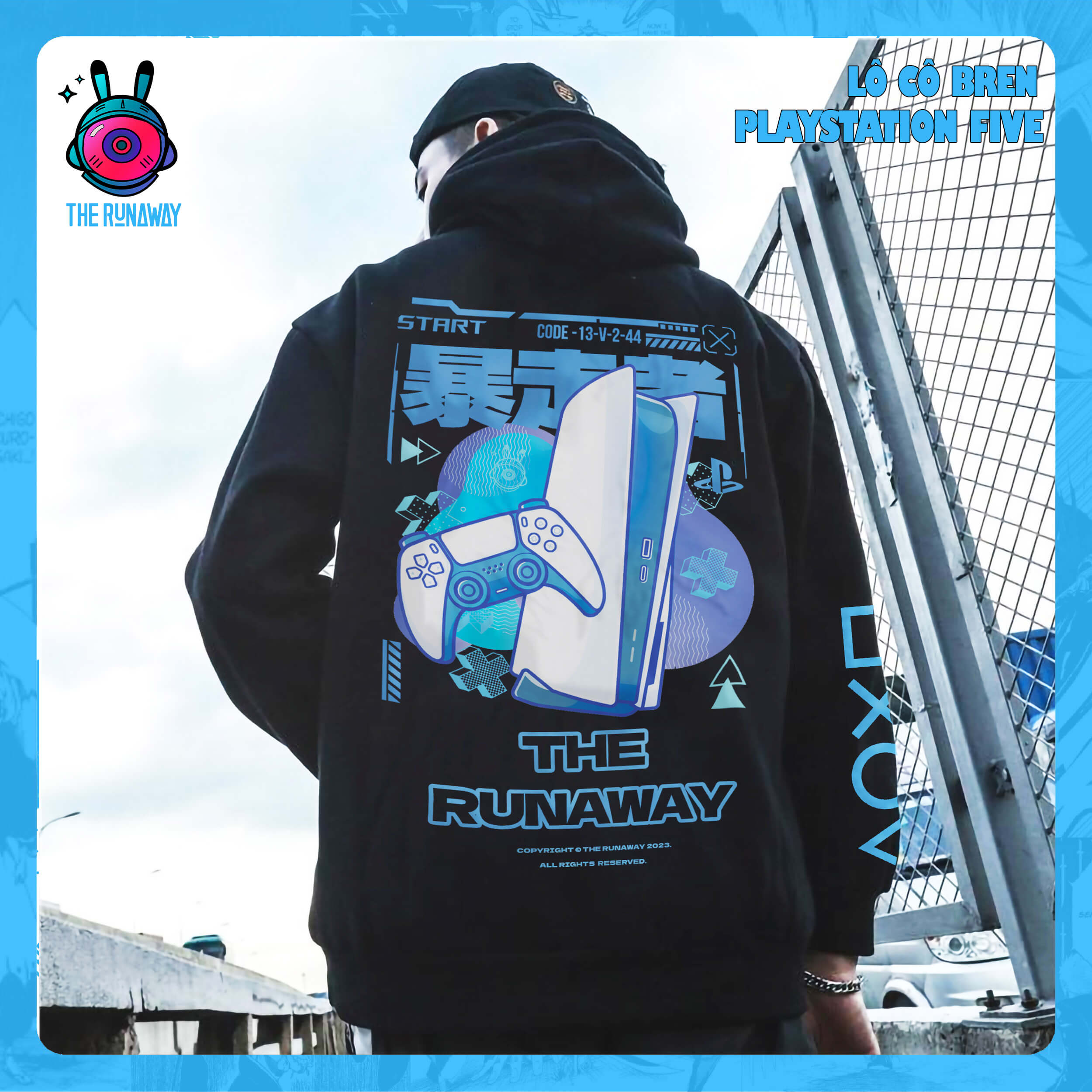 Áo Hoodie Local Brand:THERUNAWAY® PS5 Hoodie Nỉ Bông cho Nam/ Nữ