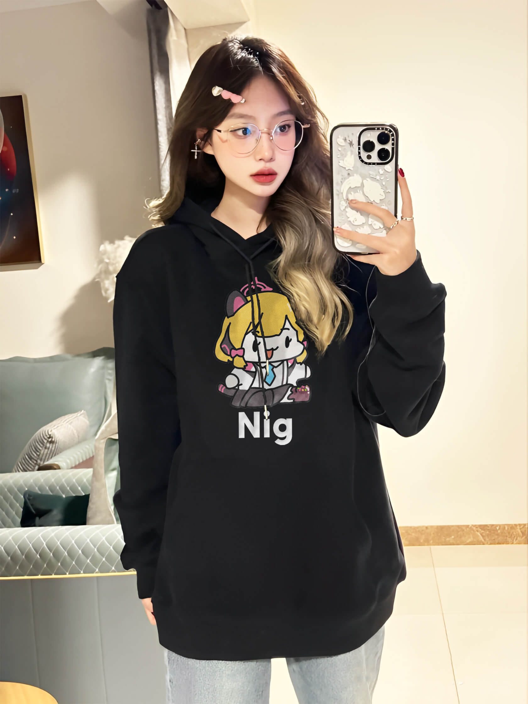 Áo Hoodie meme Blue Archive : Nig & ga cotton 100% cho Nam / Nữ by The Runaway - Ảnh 3