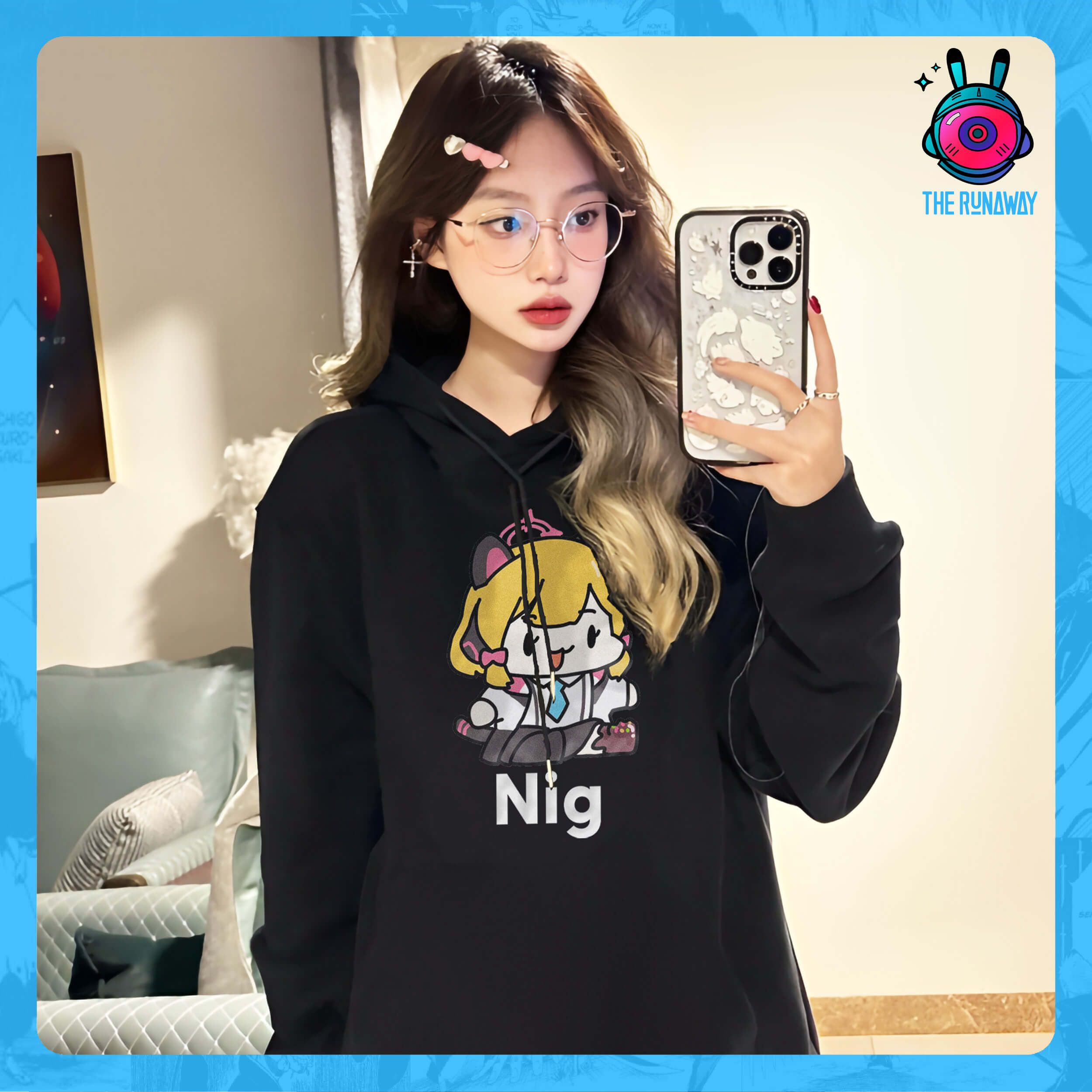 Áo Hoodie meme Blue Archive : Nig & ga cotton 100% cho Nam / Nữ by The Runaway