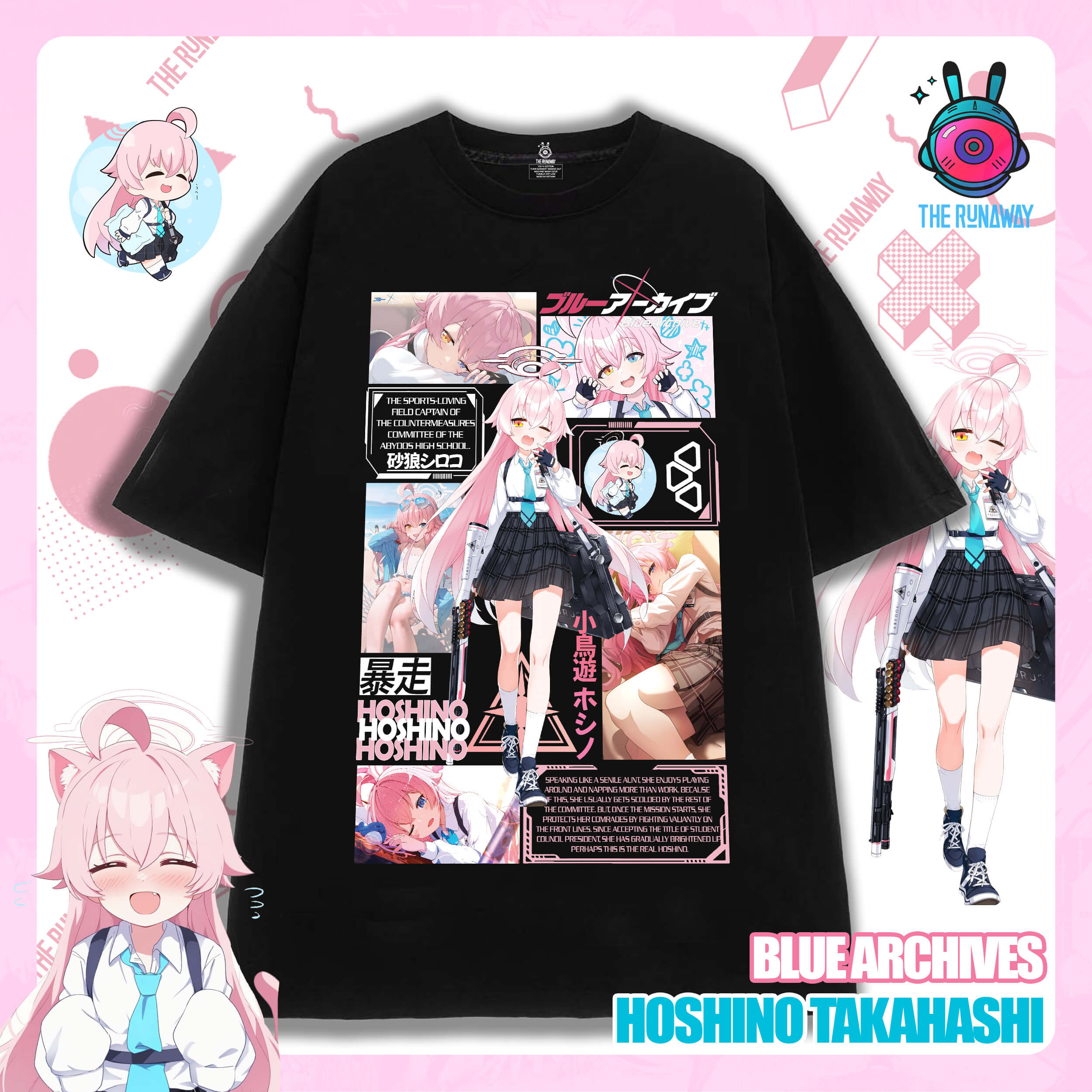 Áo phông Blue Archive : Hoshino Takanashi Maximum cotton 100% cho Nam / Nữ by The Runaway