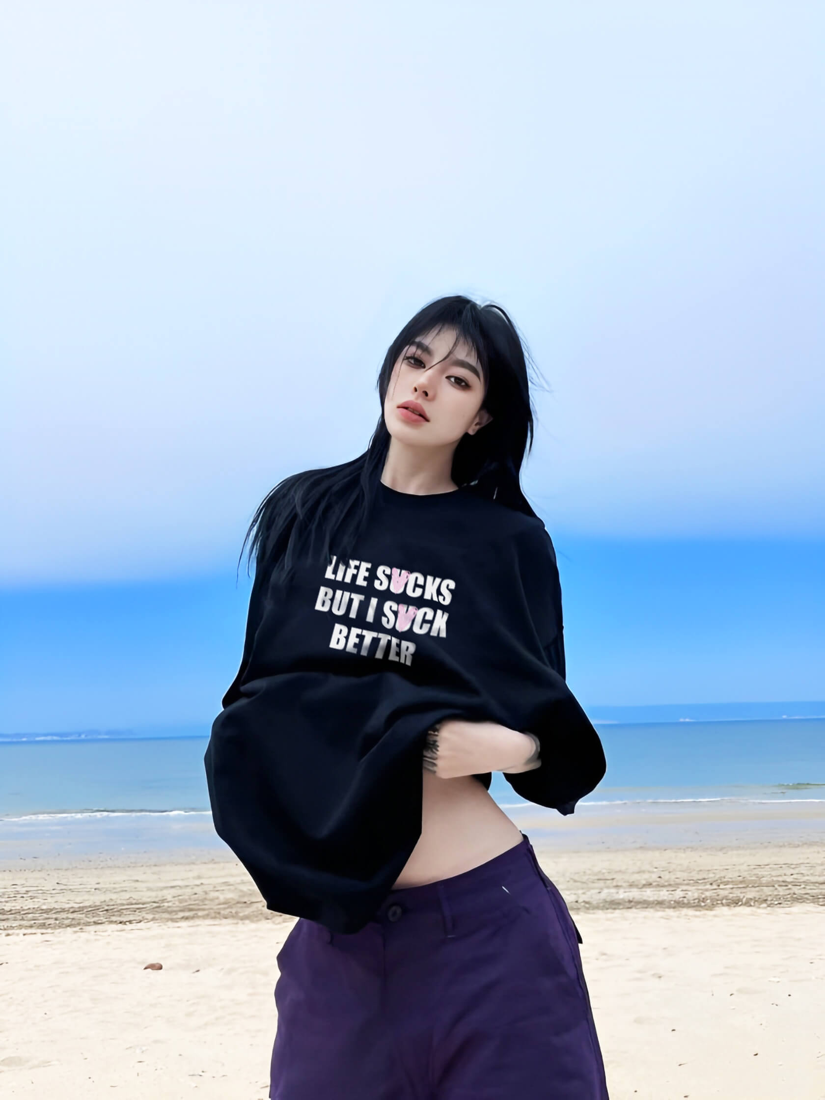 Áo phông Funny Logo: Life sucks but I suck better Cotton 100% form xuông cho nam / nữ by The Runaway - Ảnh 2