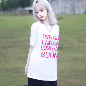 Áo phông Funny Logo: Đẹp gái làm ơn đừng có buồn Cotton 100% form xuông cho nam / nữ by The Runaway - Ảnh 6