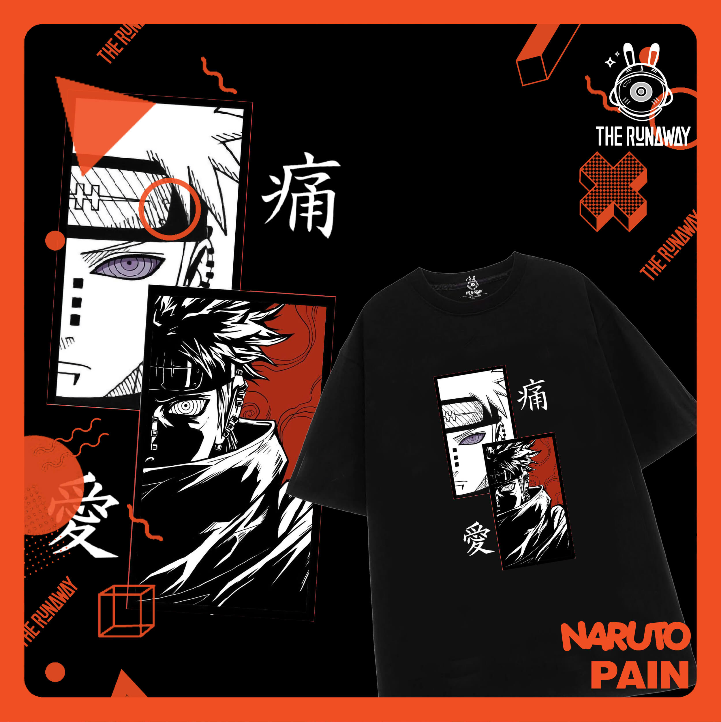 Áo phông Naruto: Pain Collection Cotton 100% cho Nam / Nữ form xuông by The Runaway