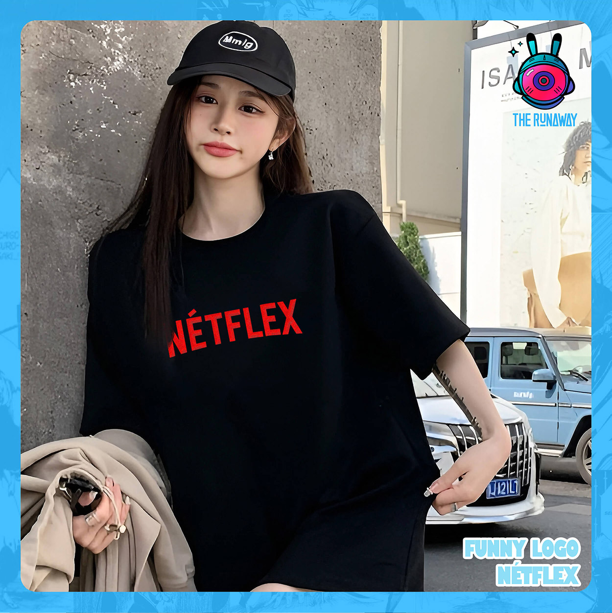 Áo phông Funny Logo: Netflex Cotton 100% cho nam / nữ / unisex by The Runaway